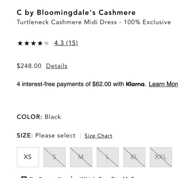 C by Bloomingdale's Turtleneck Cashmere Midi Dress XS SM, MED, XL XXL PRICE FIRM - Picture 2 of 9